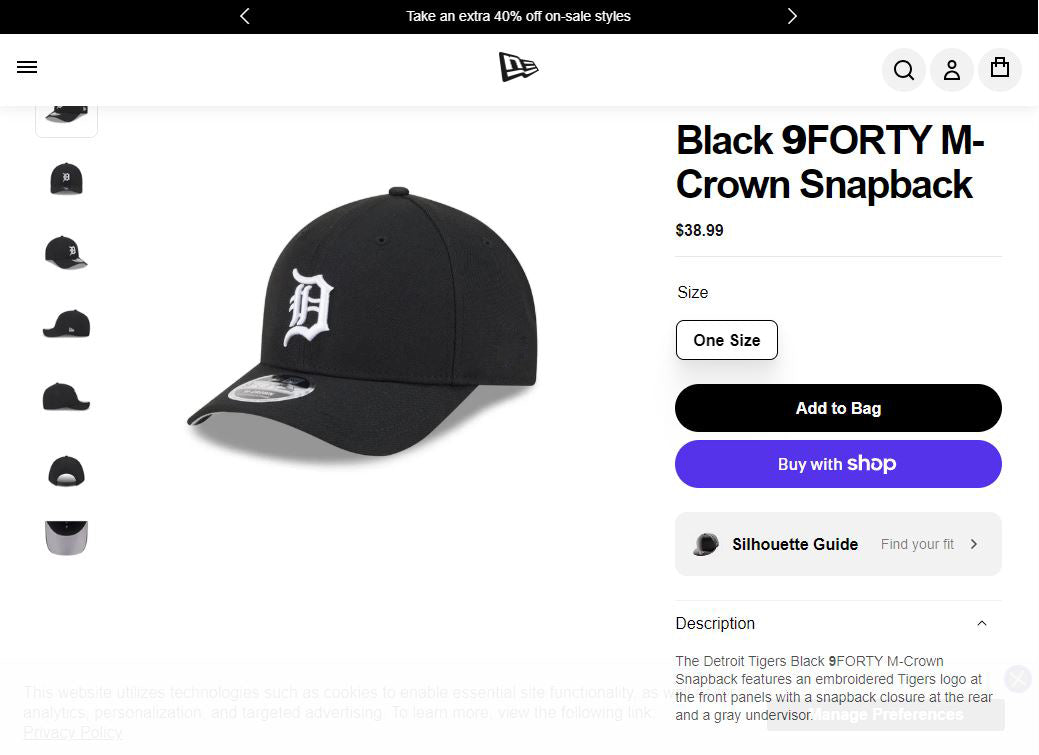 Retro Detroit Tigers "D" Logo MLB Thrifted Hat - Black on Black Structured