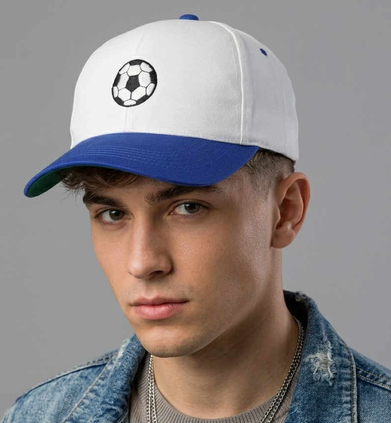 Thrifted Two-Tone White & Blue Football Snapback Cap (56-57 cm) |10734