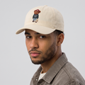 Thrifted Vintage Style Bear Print Dad Cap – Off-White Cotton Adjustable Hat 56-57cm | 10627