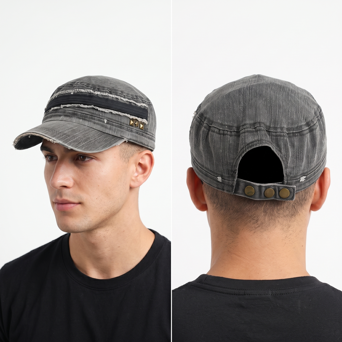 Vintage T-Base Grunge Distressed Denim Cadet Cap (58-60 cm) | 10258