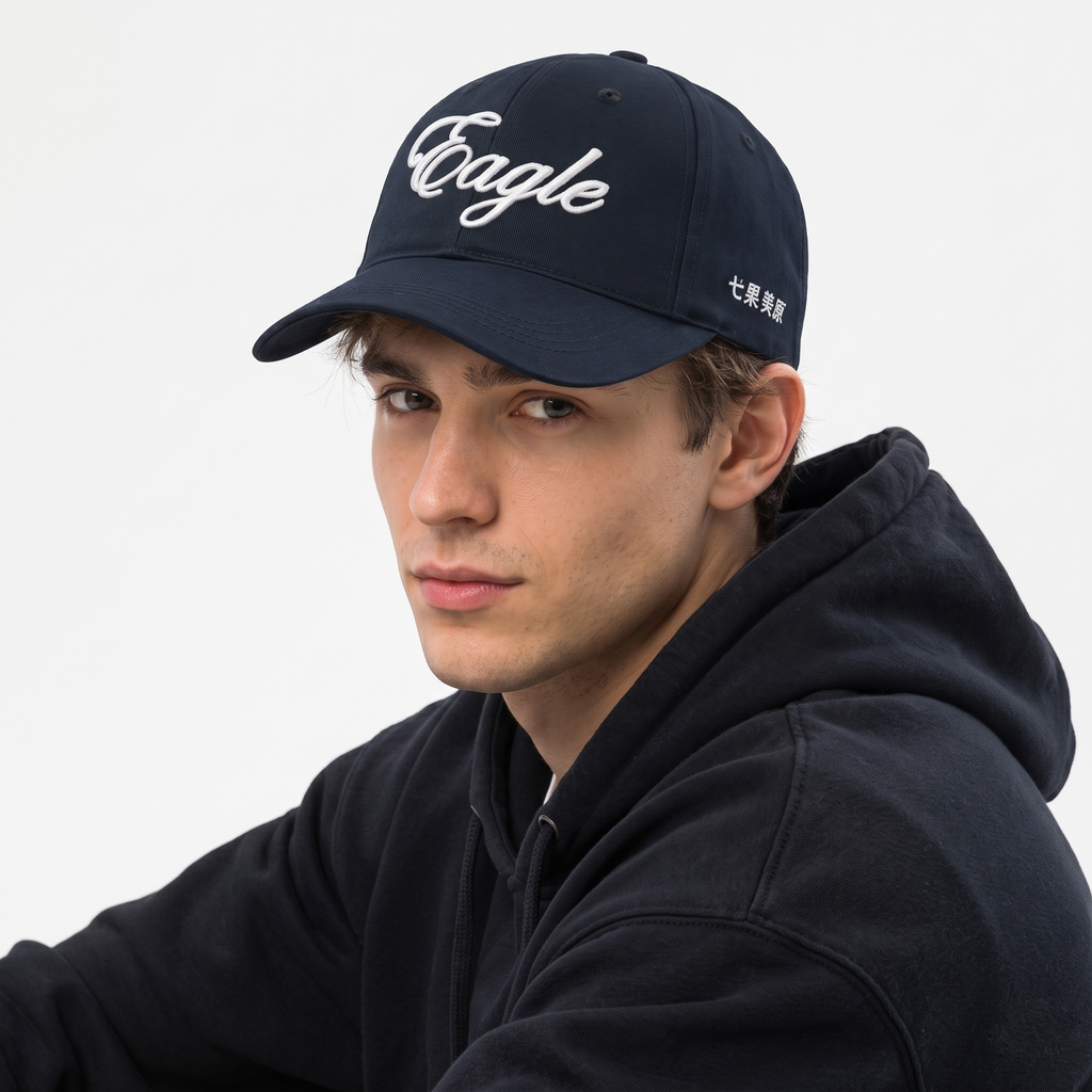 Thrifted Eagle Script Embroidered Cotton Dad Hat (Size 57–59 cm) | 10876