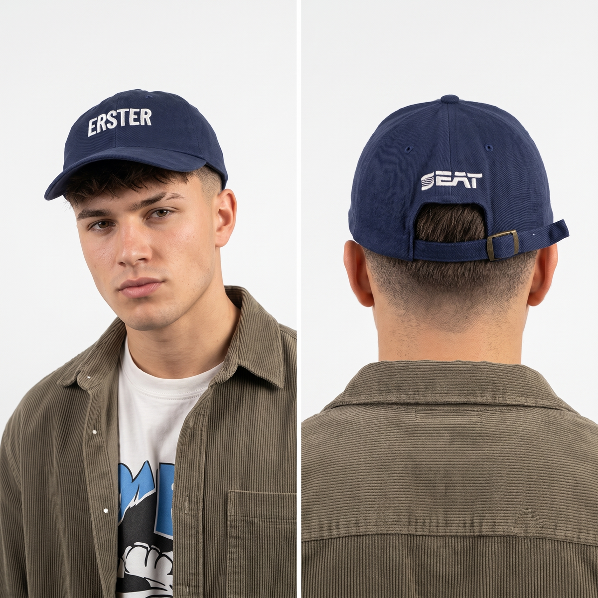 Thrifted Navy Blue SEAT Erster Cotton Baseball Cap (57cm) | 10587