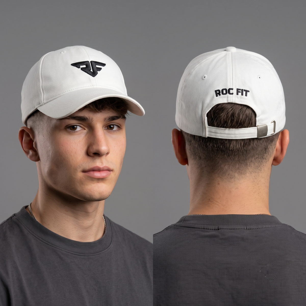 Thrifted ROC FIT White Strapback Hat Made in Korea (57-59cm) | 10403