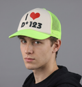 Thrifted "I Heart D* 123" Neon Green Graphic Trucker Hat  (56-58 cm) | 10757