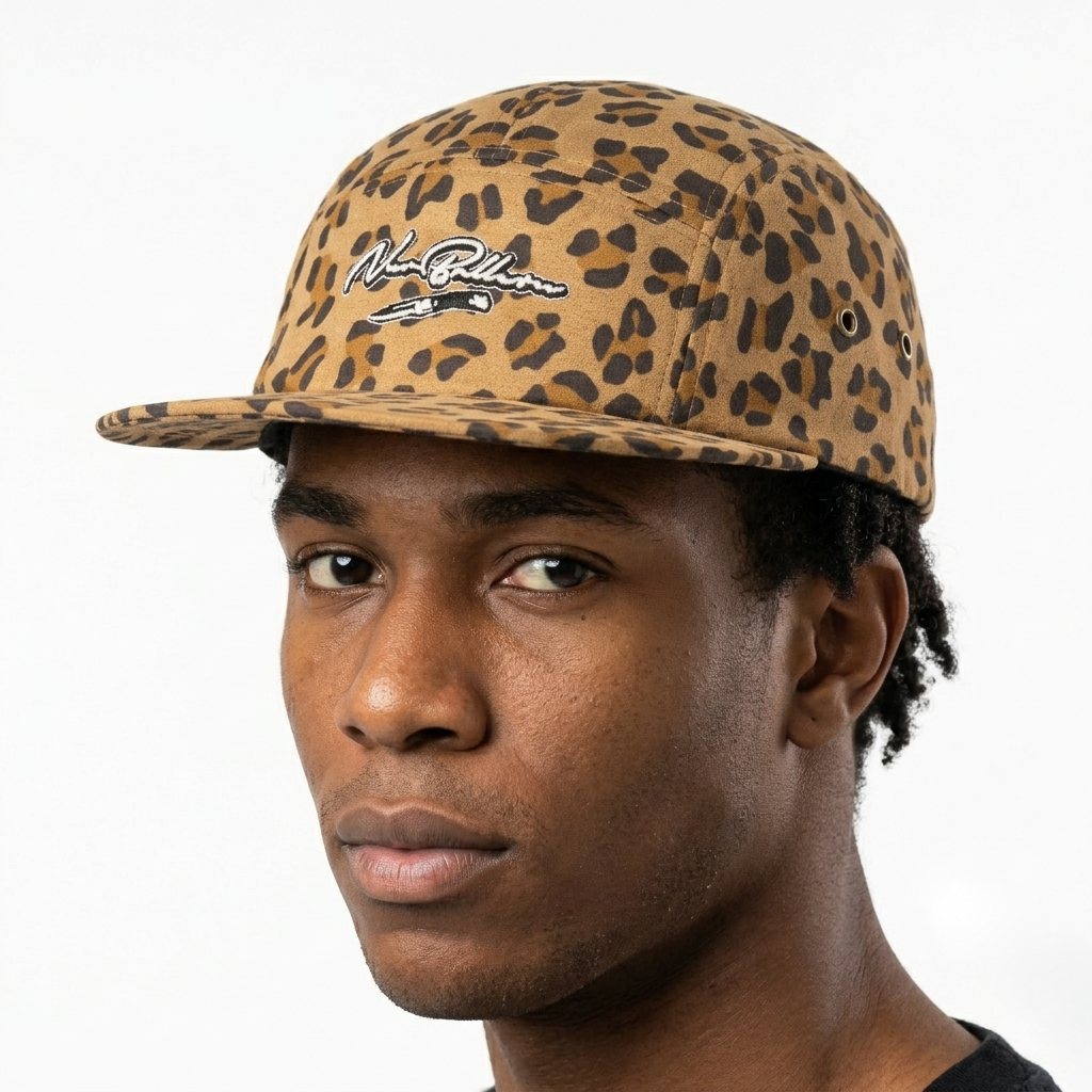 Thrifted Vintage Leopard Spot Suede-Touch 5-Panel Strapback Cap (Size 57–58 cm) | 10832
