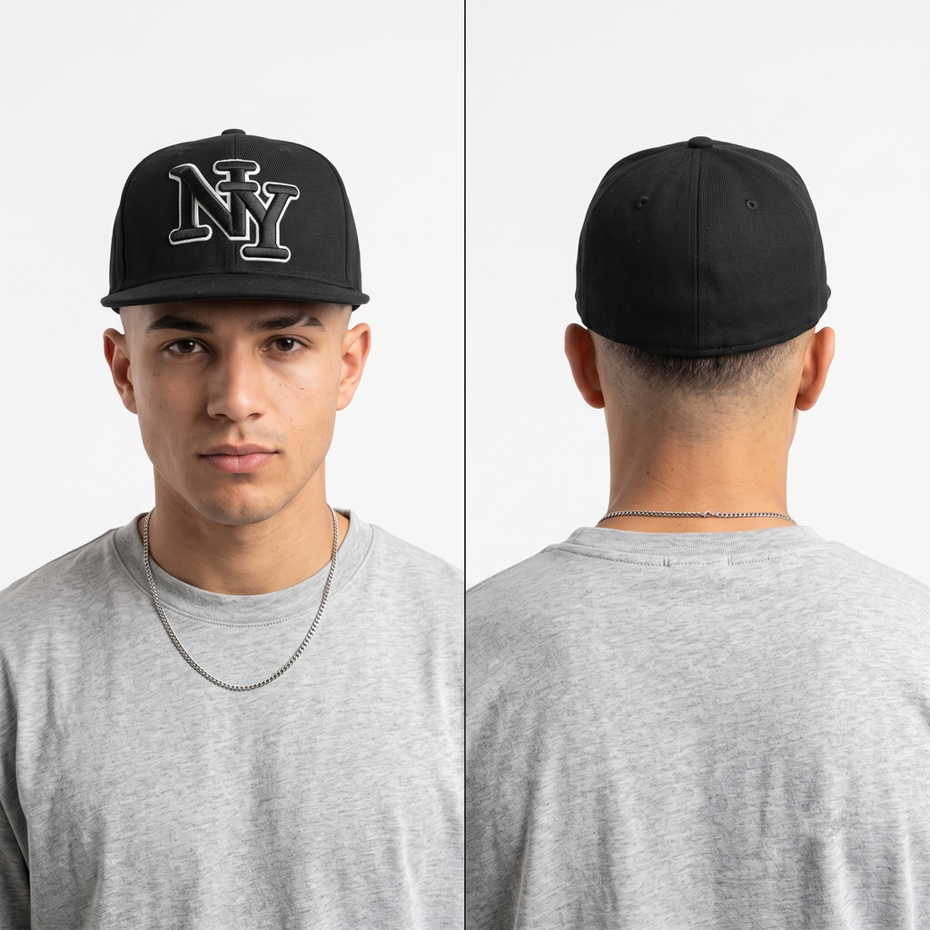 Thrifted Minimalist Urban Streetwear Black Fitted Flat Cap (57–58 cm) | 10401