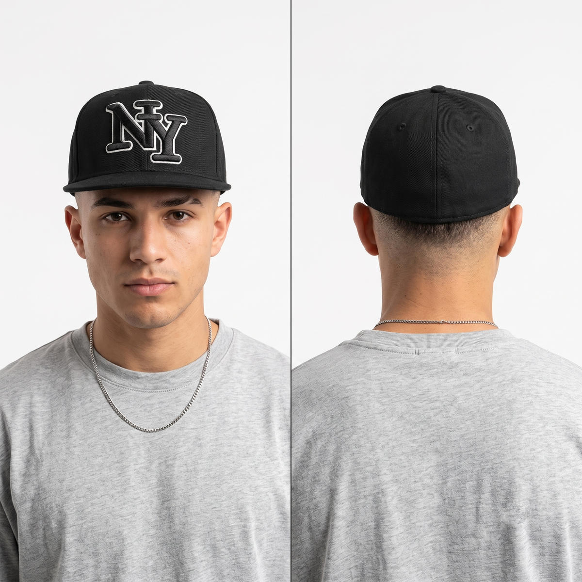 Thrifted Minimalist Urban Streetwear Black Fitted Flat Cap (57–58 cm) | 10401