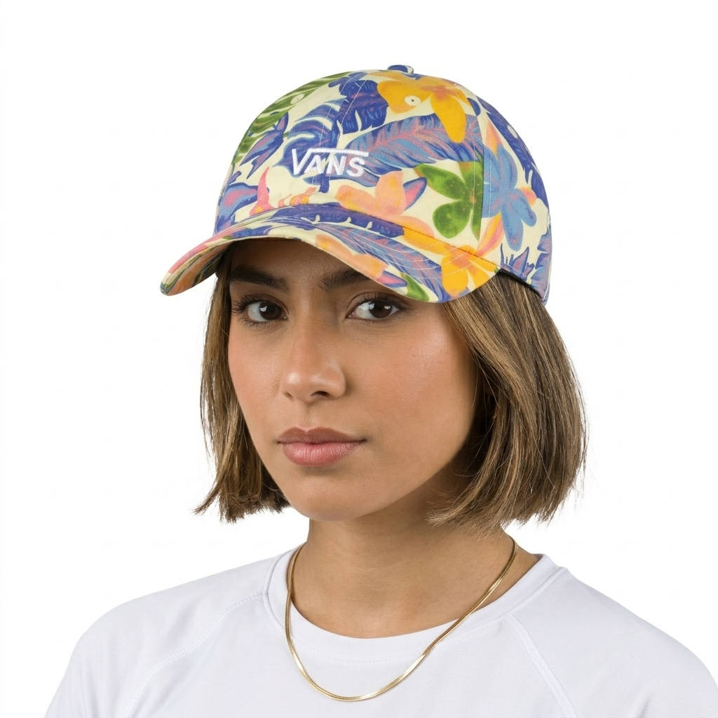 Thrifted Vans Floral Print Curved Brim Strapback Baseball Cap (Size 57–58 cm) | 10869