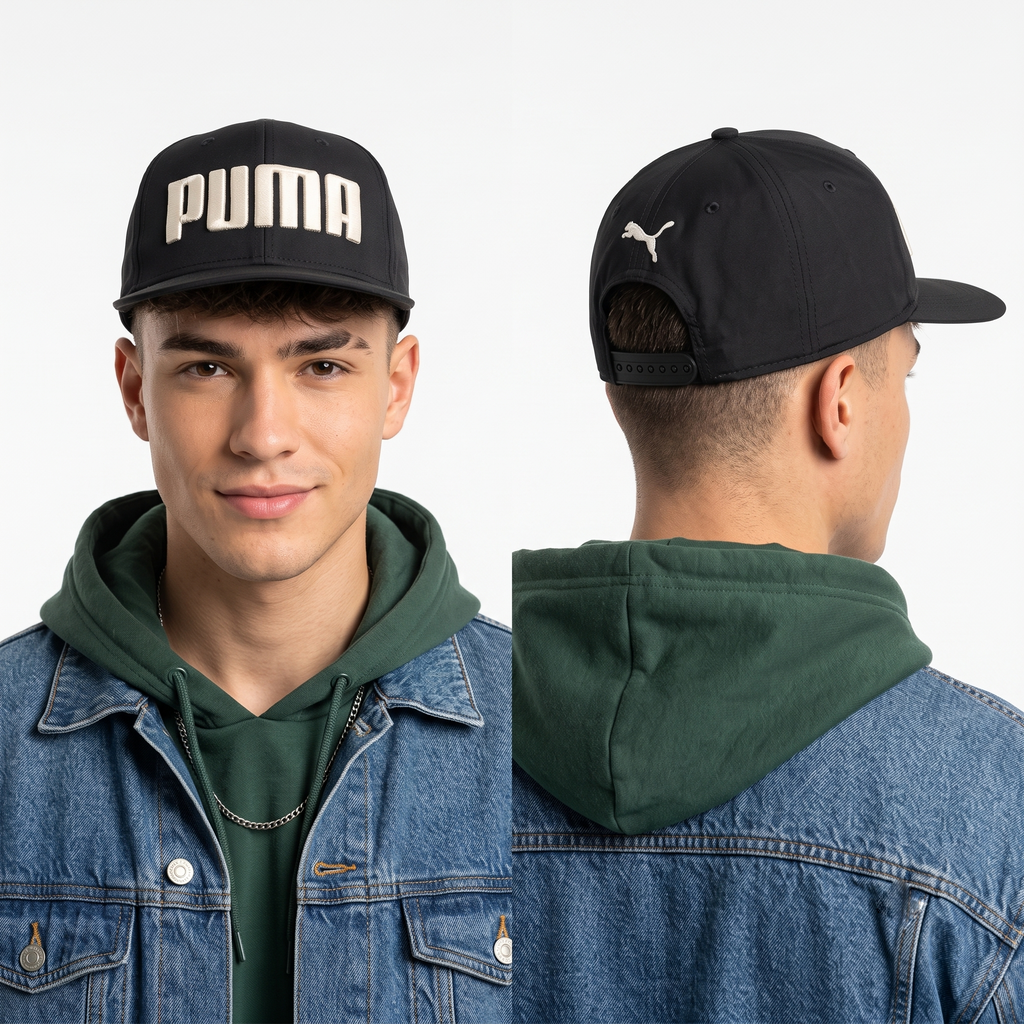 Thrifted Puma Black Flat Brim Cap (57-58cm) | 10592