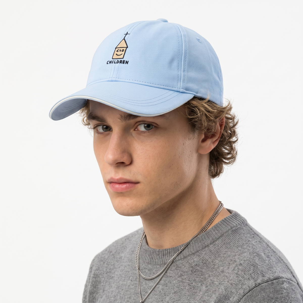 Thrifted Light Blue "CHILDREN" Graphic Baseball Cap (56-58 cm) | 10048