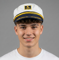 Thrifted Classic Nautical Sailor Captain Cap (White/Navy) – 56cm | 10648