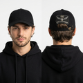Thrifted New Wave Black Cotton Strapback Cap with Back Patch (Size 57–58 cm) | 10836
