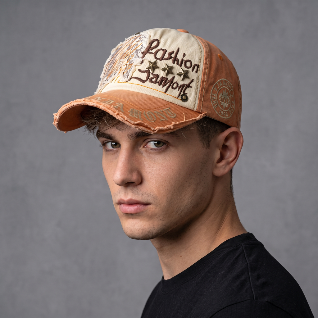 Thrifted Y2K Jamont Graphic Embroidered Dad Hat with Metal Stars – Pre-Loved (57–59 cm) | 10668