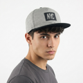 Thrifted NYC Rubber Patch Grey Cotton Jersey Snapback Cap (Size 56–58 cm) | 10873