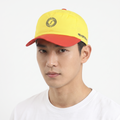 Thrifted Korean Graphic Two-Tone Snapback Hat | Retro Yellow & Red Cap | 10260