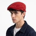 Thrifted Retro Bear Brand Red Cabbie Driving Cap (57-59 cm) | 10322