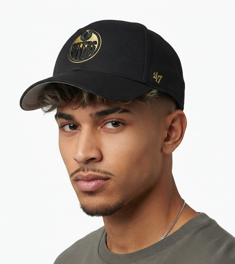 Thrifted '47 Brand Edmonton Oilers NHL Black Snapback Cap (57-59cm) |10677