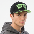 Thrifted Accessoires Black & Neon Green Graphic Flat Brim Cap (Size 57–58 cm) | 10839