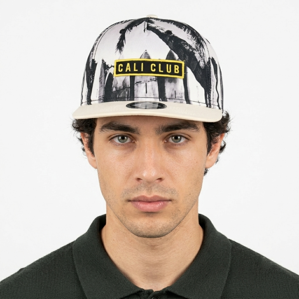 Thrifted Cali Club Tropical Printed Flat Brim Snapback Cap (Size 57–58 cm) | 10828