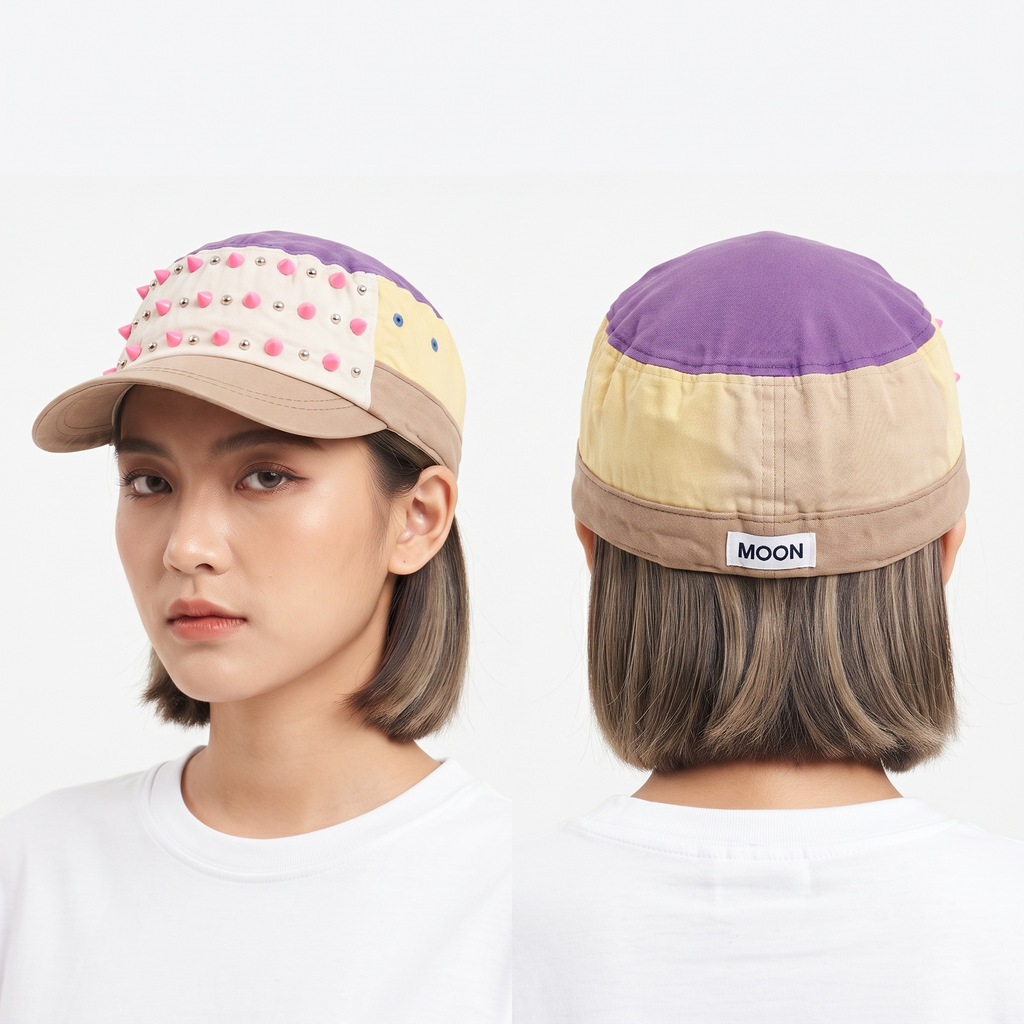 Thrifted Chunlim Pink Studded Multi-Color Military Cap | 10112