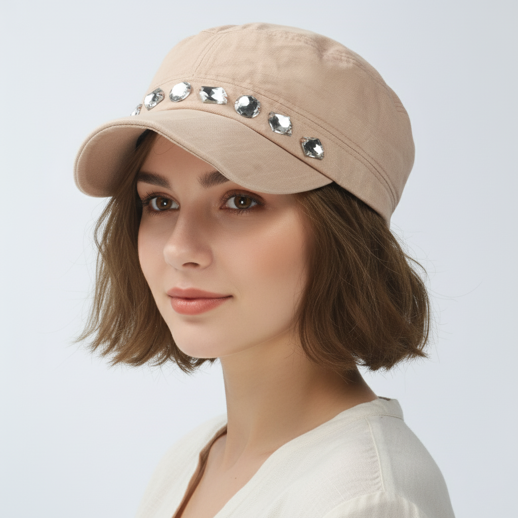Glam Jeweled Military Style Cap