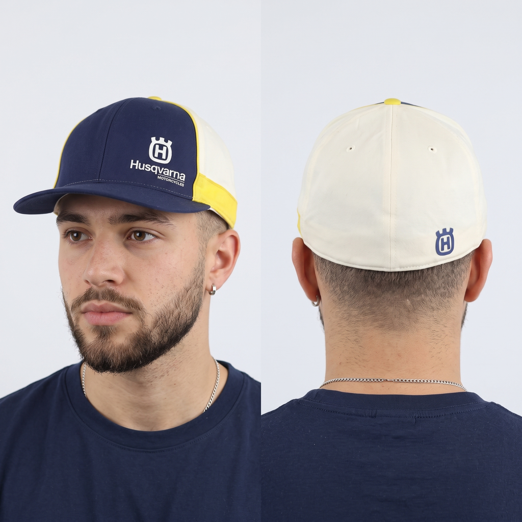 Thrifted Husqvarna Color Block Fitted Racing Hat (58-60cm) | 10588