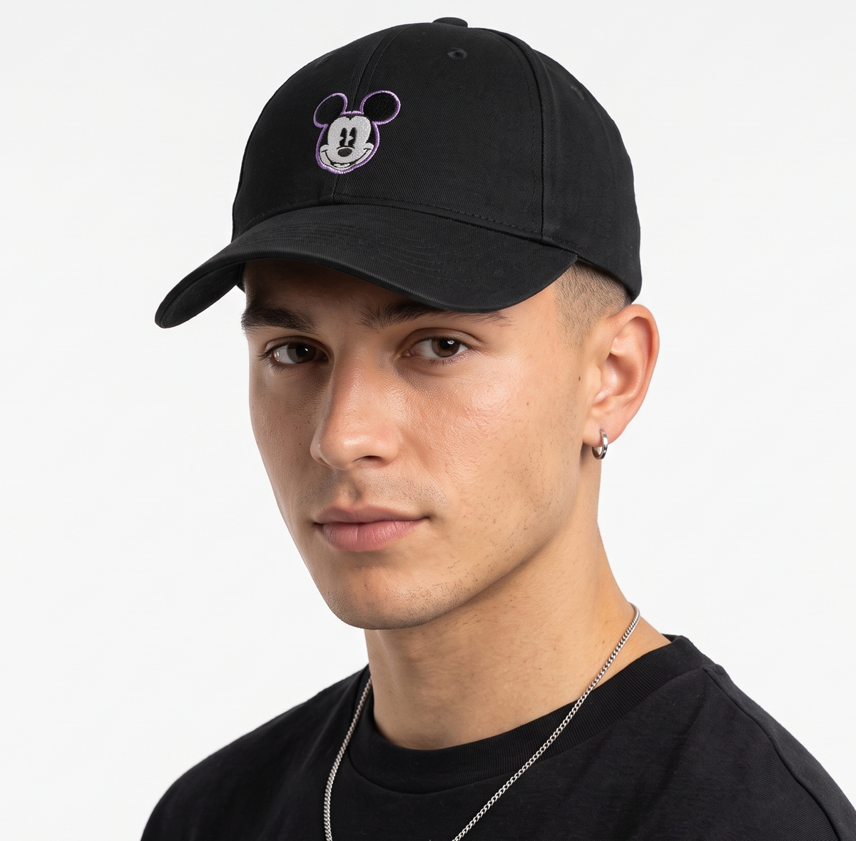 Thrifted Minimalist Mickey Mouse Black & Purple Baseball Cap | 10555