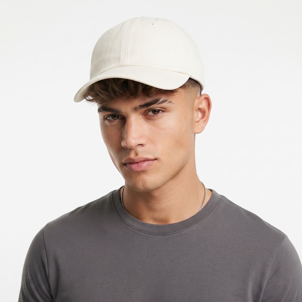 MQUM Vintage Plain Baseball Cap | Off-White Dad Hat | 10039