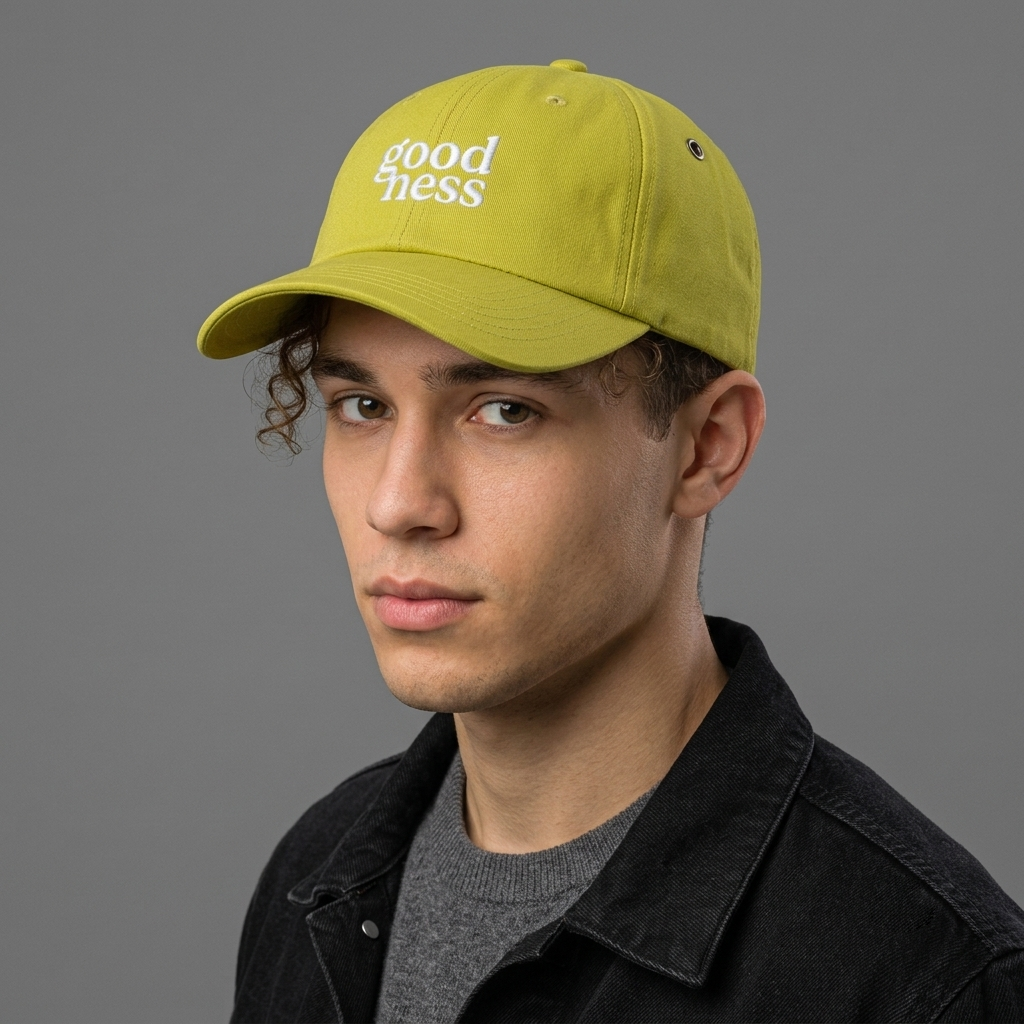 Thrifted Chance Lime Green "good ness" Embroidered Cotton Dad Hat (Size 56–57 cm) | 10852