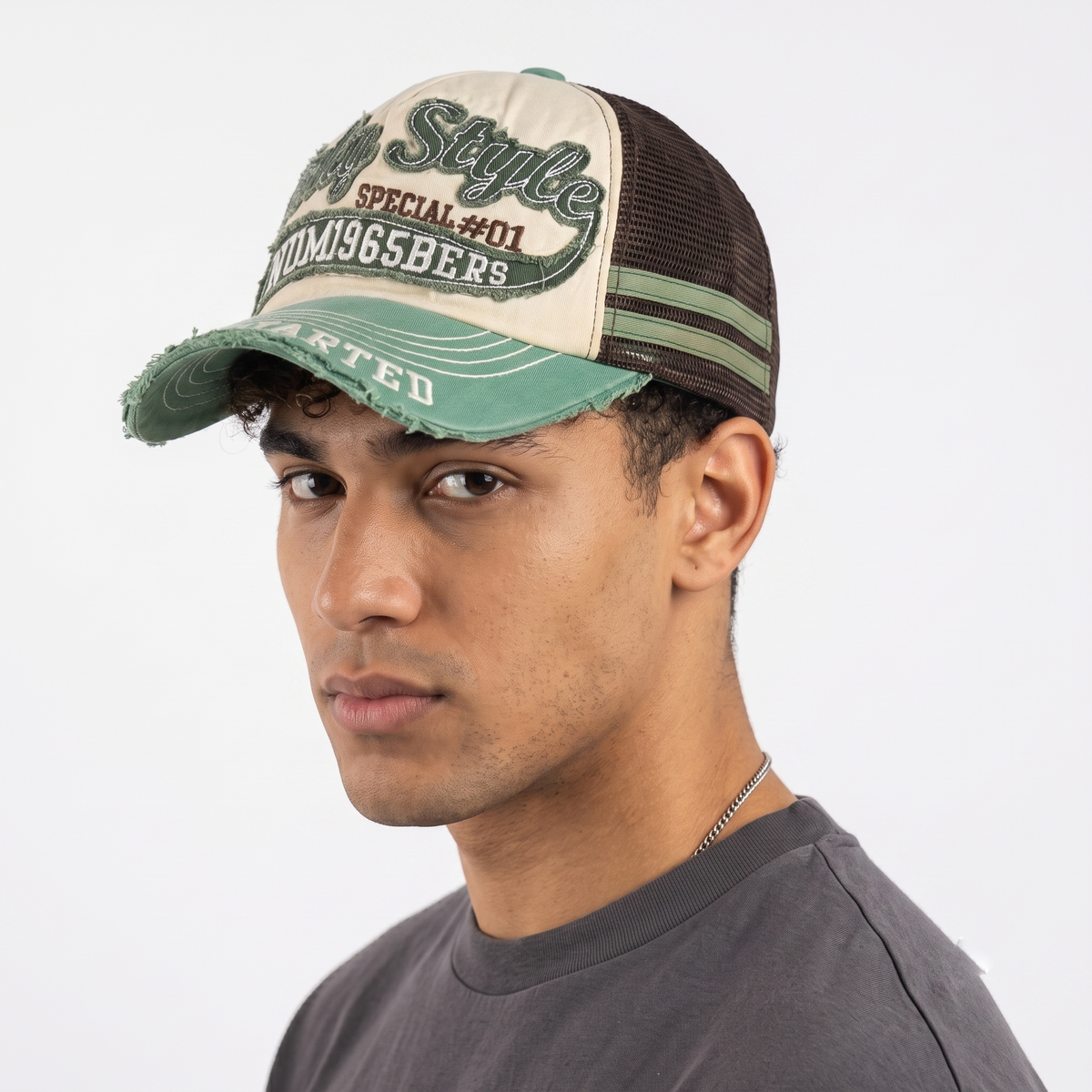 Thrifted Retro "Get Started" Distressed Trucker Cap (58-60 cm) | 10321