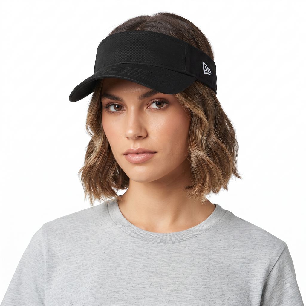 thrifted New Era Classic Black Athletic Visor Hat | 10072
