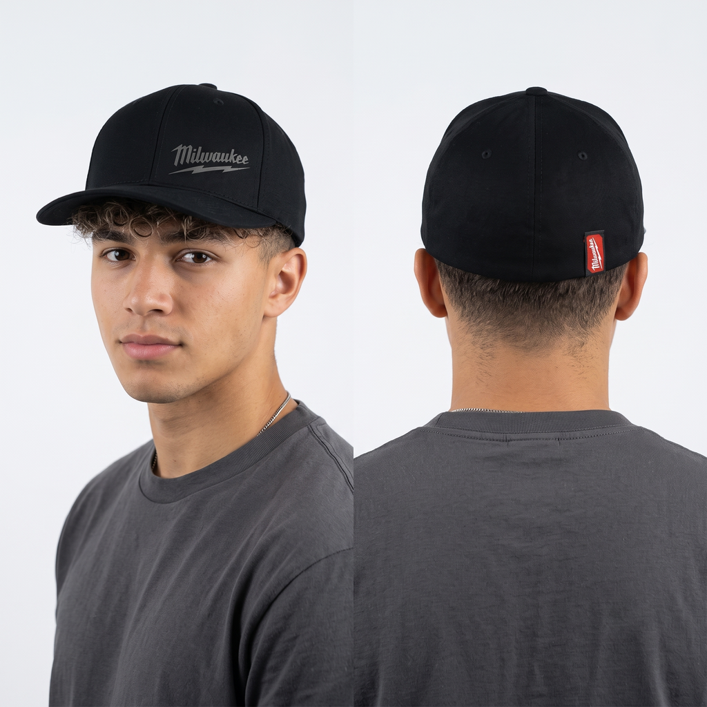 Thrifted Milwaukee Tools Stretch Fit Black Hat (57-59cm) | 10577