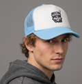 Thrifted Pastel Blue & White Trucker Hat with Graphic Patch (57-59 cm) | 10756