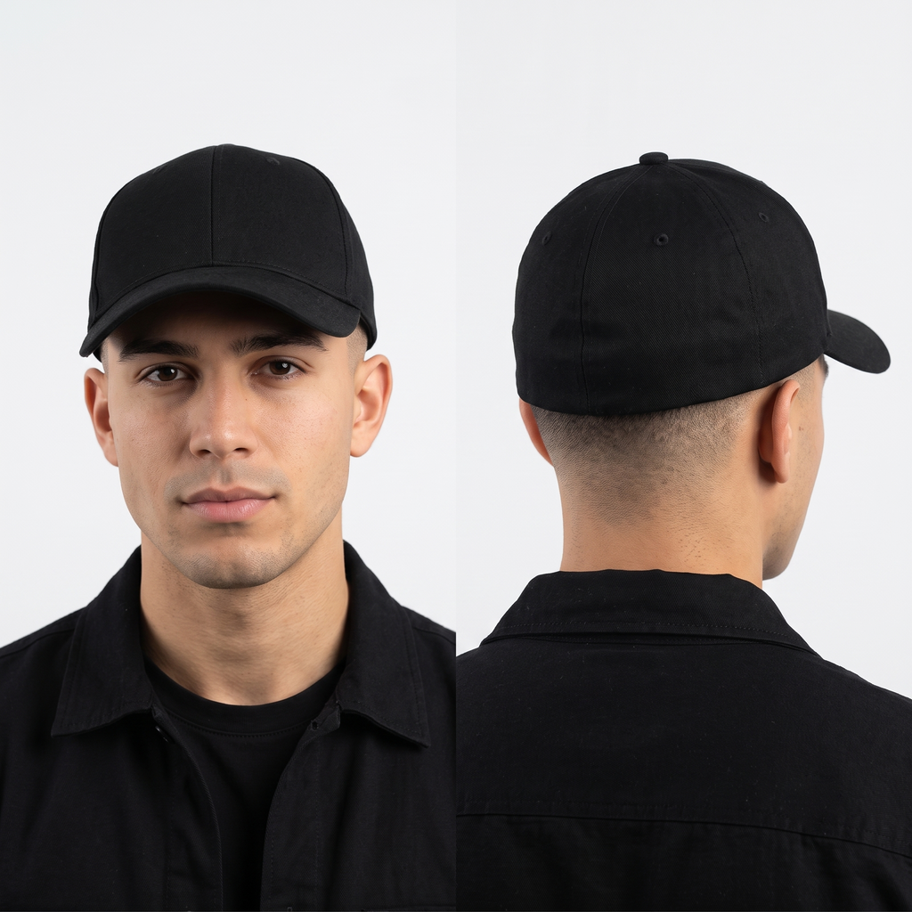 Thrifted Classic Yupoong Black Stretch Fit Dad Hat (58-60cm) | 10609