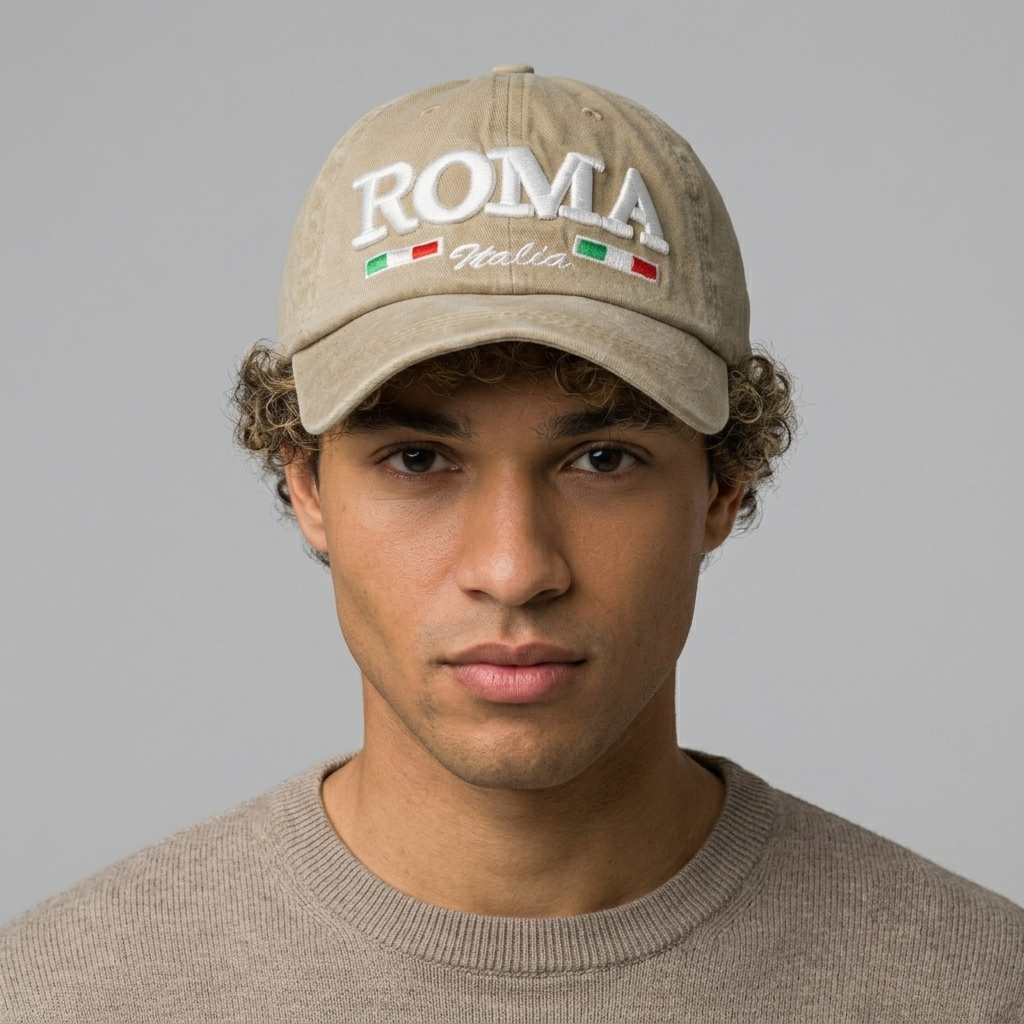 Thrifted Vintage Washed Tan "ROMA Italia" Dad Hat Cap  (Size 57–59 cm) | 10830