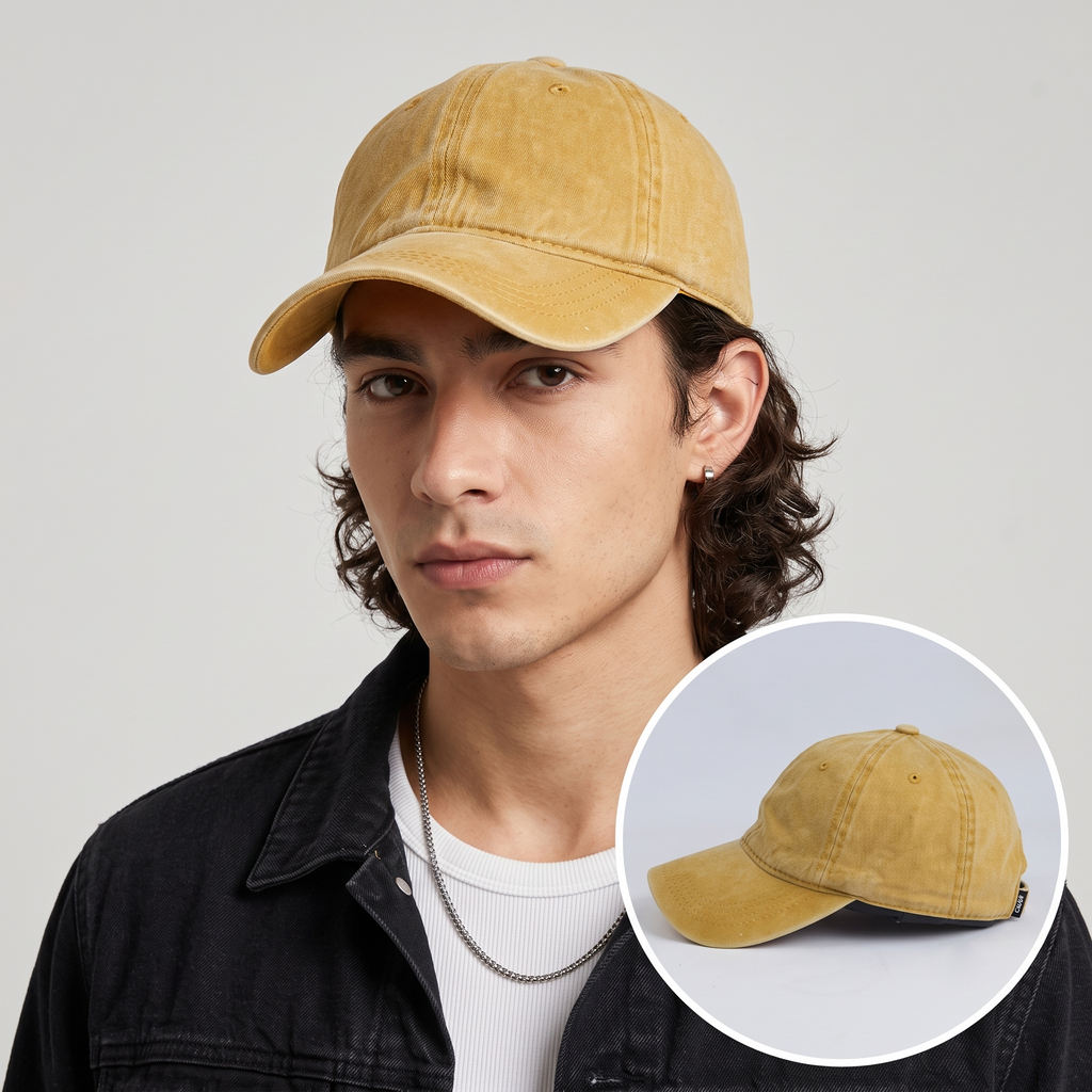 Thrifted Washed Mustard Yellow Blank Dad Hat (57-58cm) | 10530
