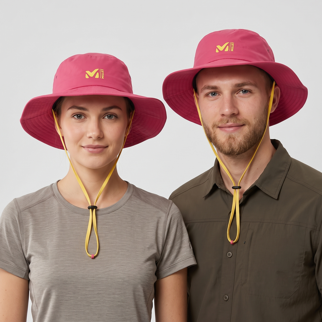 Thrifted Millet Bright Pink Wide Brim Sun Hat (57cm)