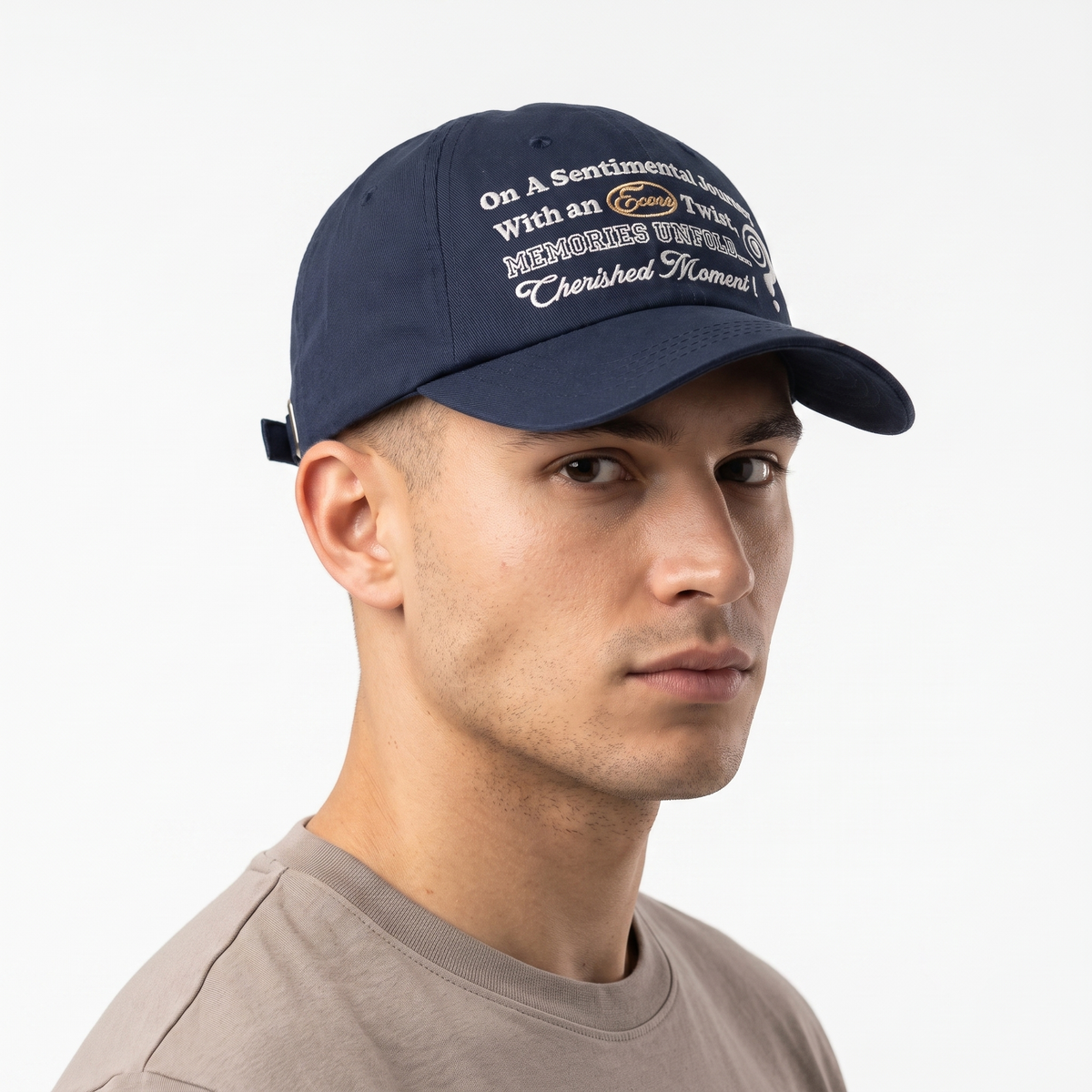 Thrifted Navy Blue Text Design Baseball Hat (58-60 cm) | 10257
