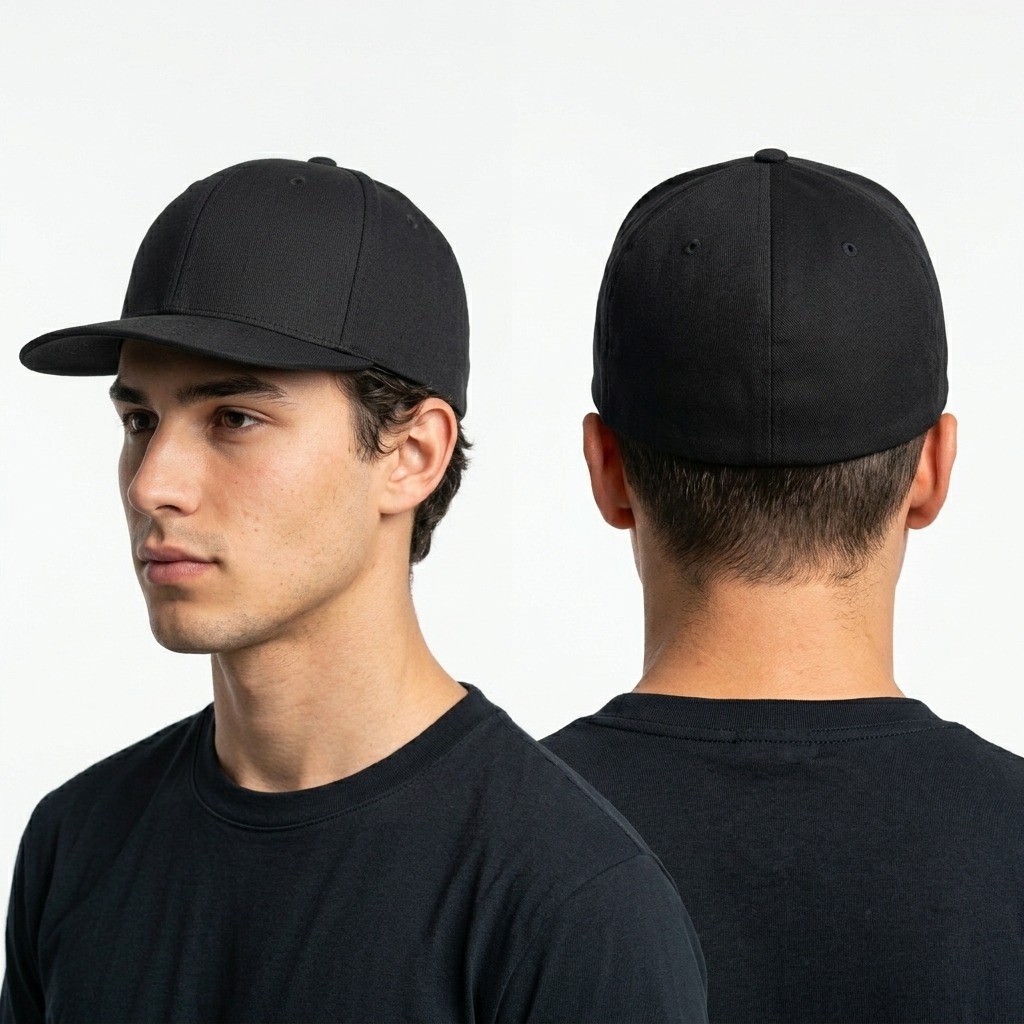 Thrifted Flexfit Yupoong Classic Black Blank Baseball Cap (58-60 cm) |10691