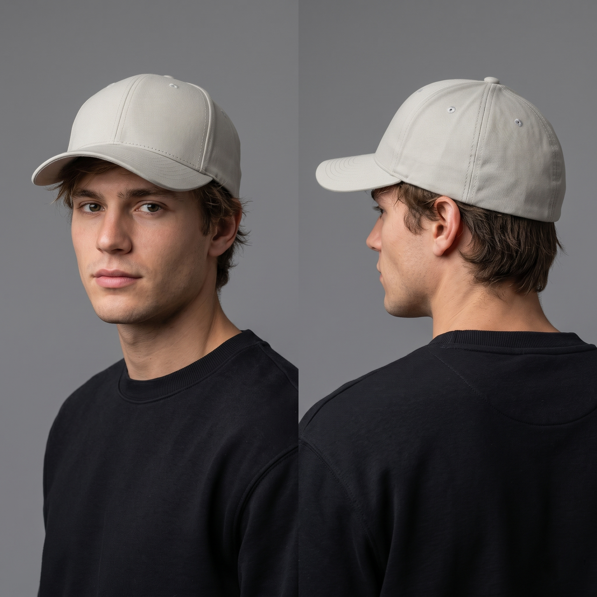 Thrifted Flexfit Yupoong Beige Stretch-Fit Cap (Size 57–59 cm) | 10874