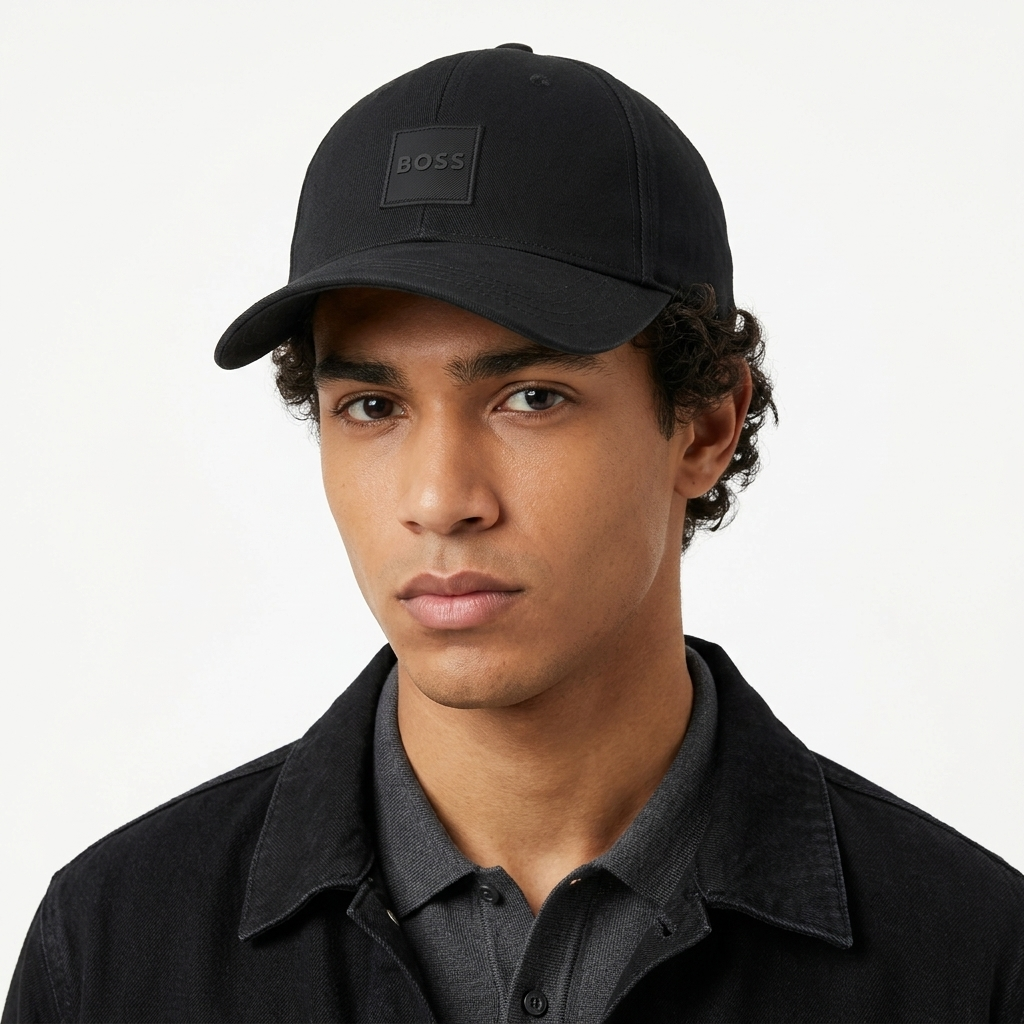 Thrifted BOSS Hugo Boss All-Black Cotton Cap (Size 57–58 cm) | 10856