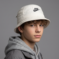 Thrifted Nike Embroidered White Bucket Hat with Side Pocket (55 cm)