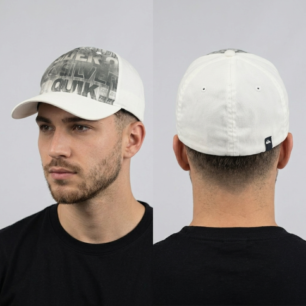 Thrifted Quiksilver Flexfit Yupoong White Stretch Fit Cap (Size 57–58 cm) |10896