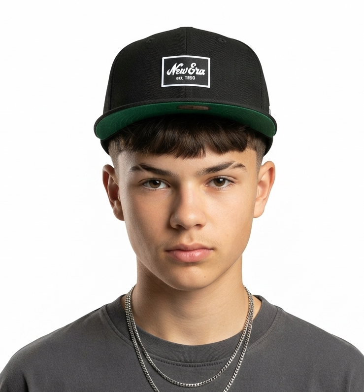 Thrifted New Era 9FIFTY Black Patch Snapback Cap (54-55cm)  | 10642