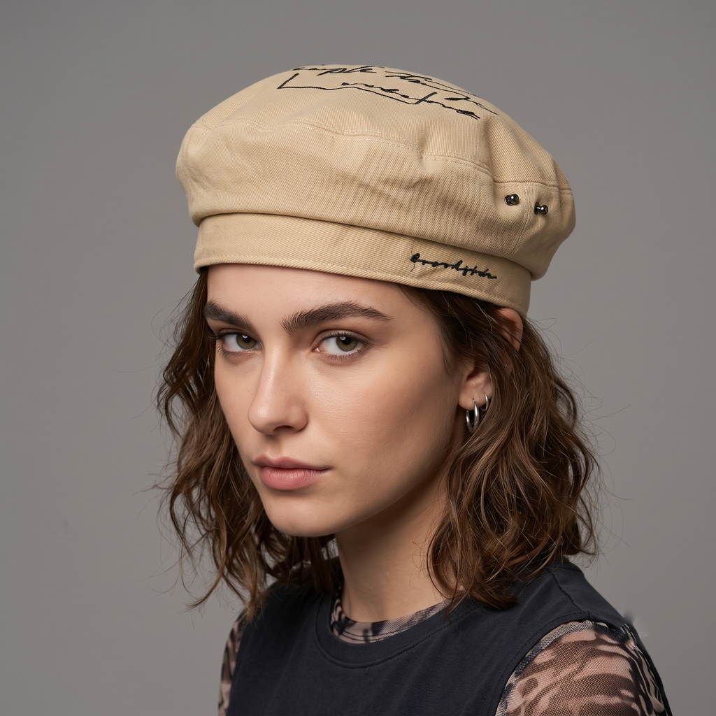 thrifted Retro Beige Adjustable Newsboy Beret Cap (58-60 cm) | 10331