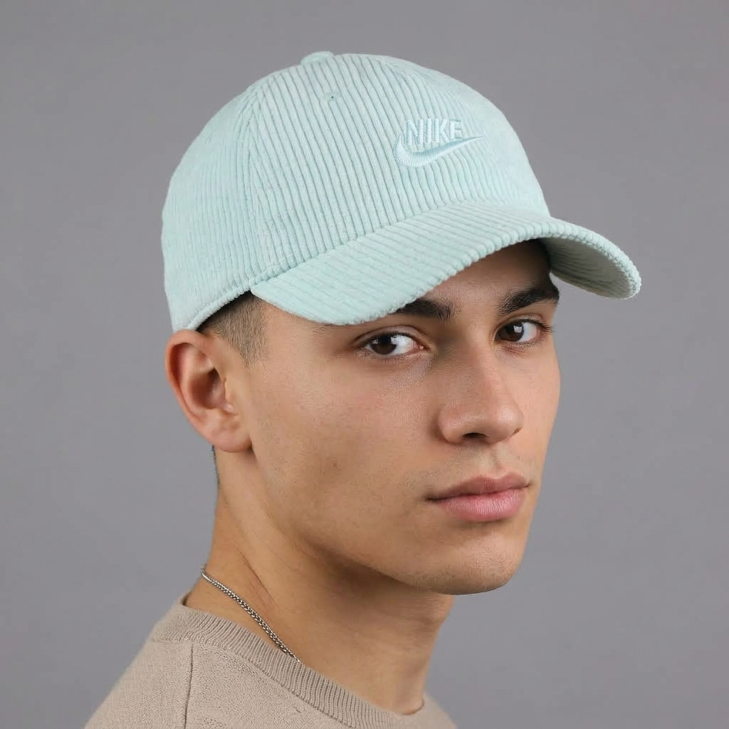 Thrifted Pastel Mint Nike Corduroy Baseball Cap – Unisex Size S/M 56–57 cm | 10625