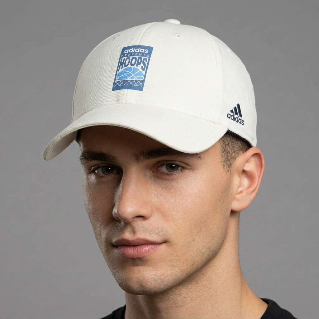 Thrifted Adidas Hoops Off-White Adjustable Baseball Cap (Size 57–58 cm) | 11019