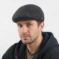 Thrifted Dark Grey Winter Flat Cap – Classic Wool Blend Ivy Hat (58 cm) | 11011