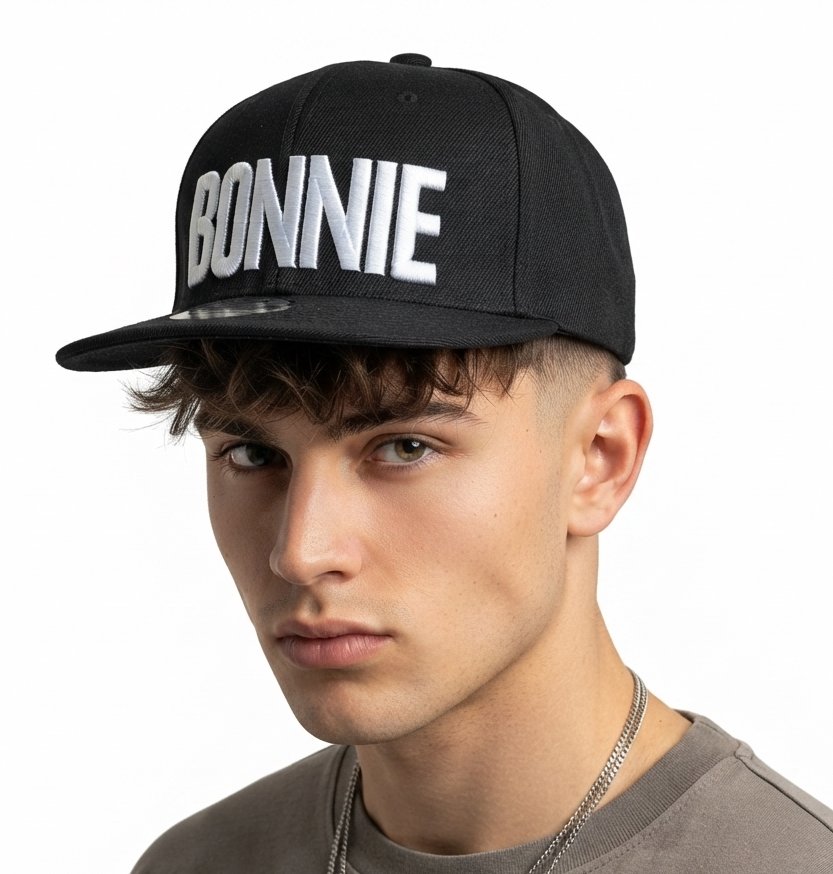 Thrifted Bonnie Embroidered Black Snapback Cap (56-57cm) | 10659