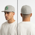 Grey Acrylic Wool Blend Fitted Cap – Green Letter Logo Stretch Hat (58-60cm) | 10622